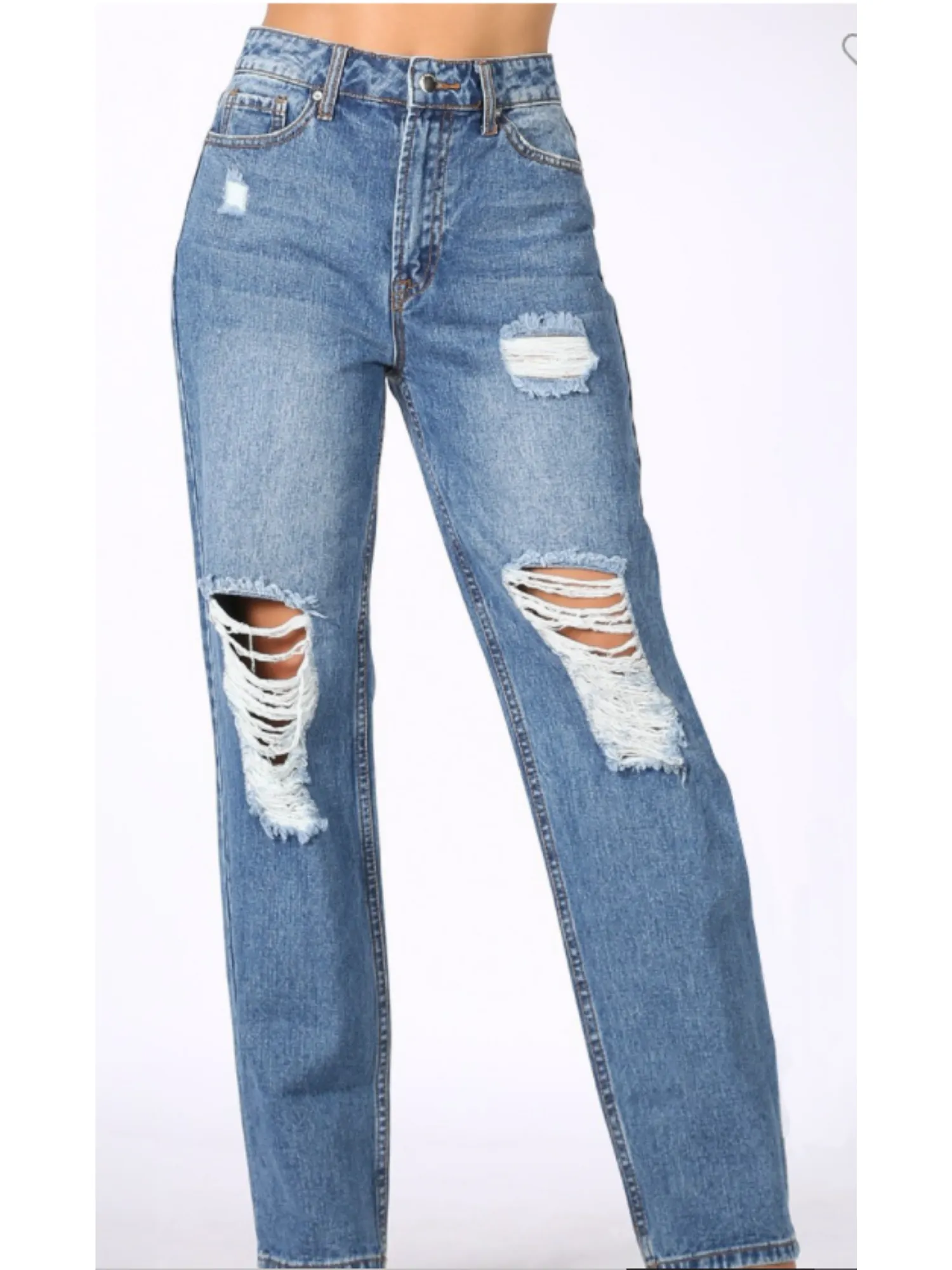 Foxy Straight Leg Distressed Jeans