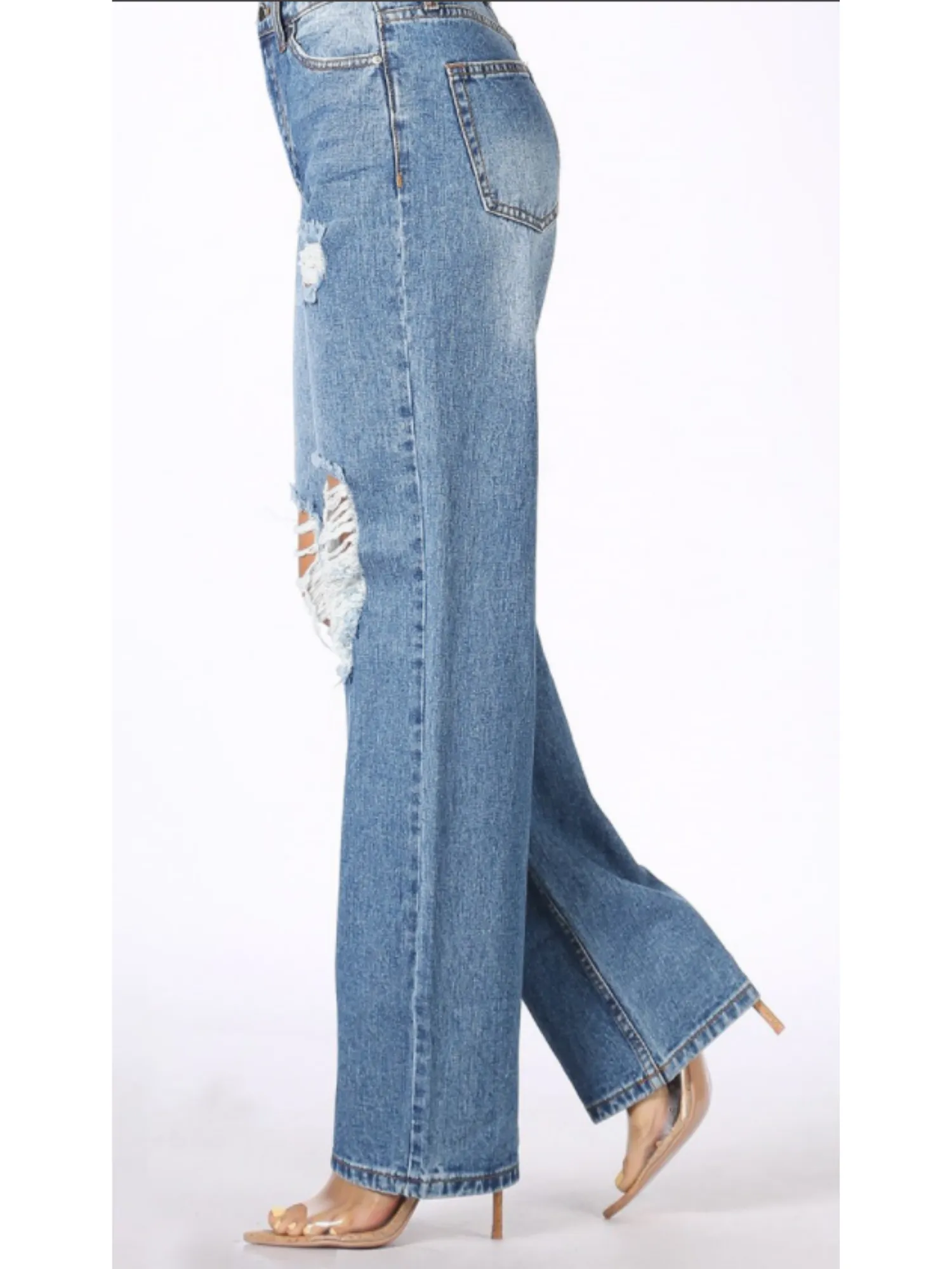 Foxy Straight Leg Distressed Jeans