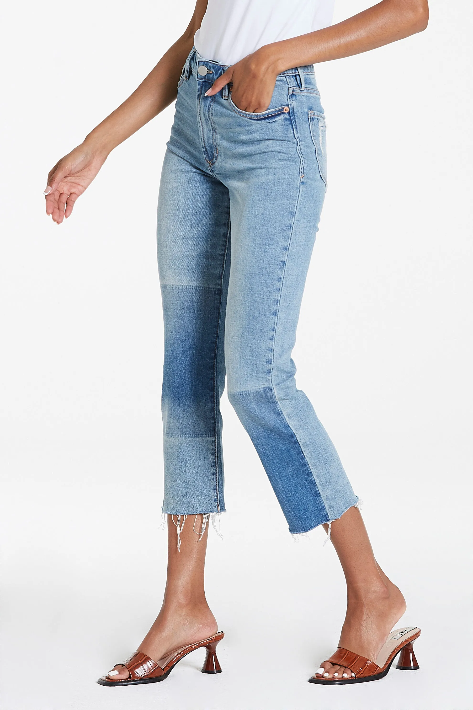 FRANKIE SUPER HIGH RISE CROPPED STRAIGHT JEANS TIDE POOL
