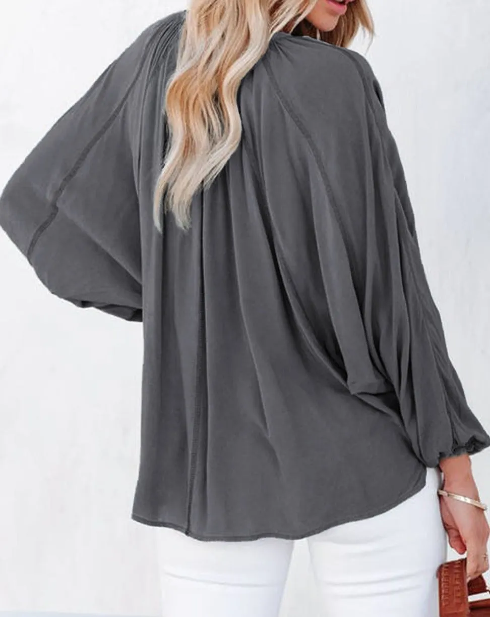 Gathered Dolman Puff Sleeve Top