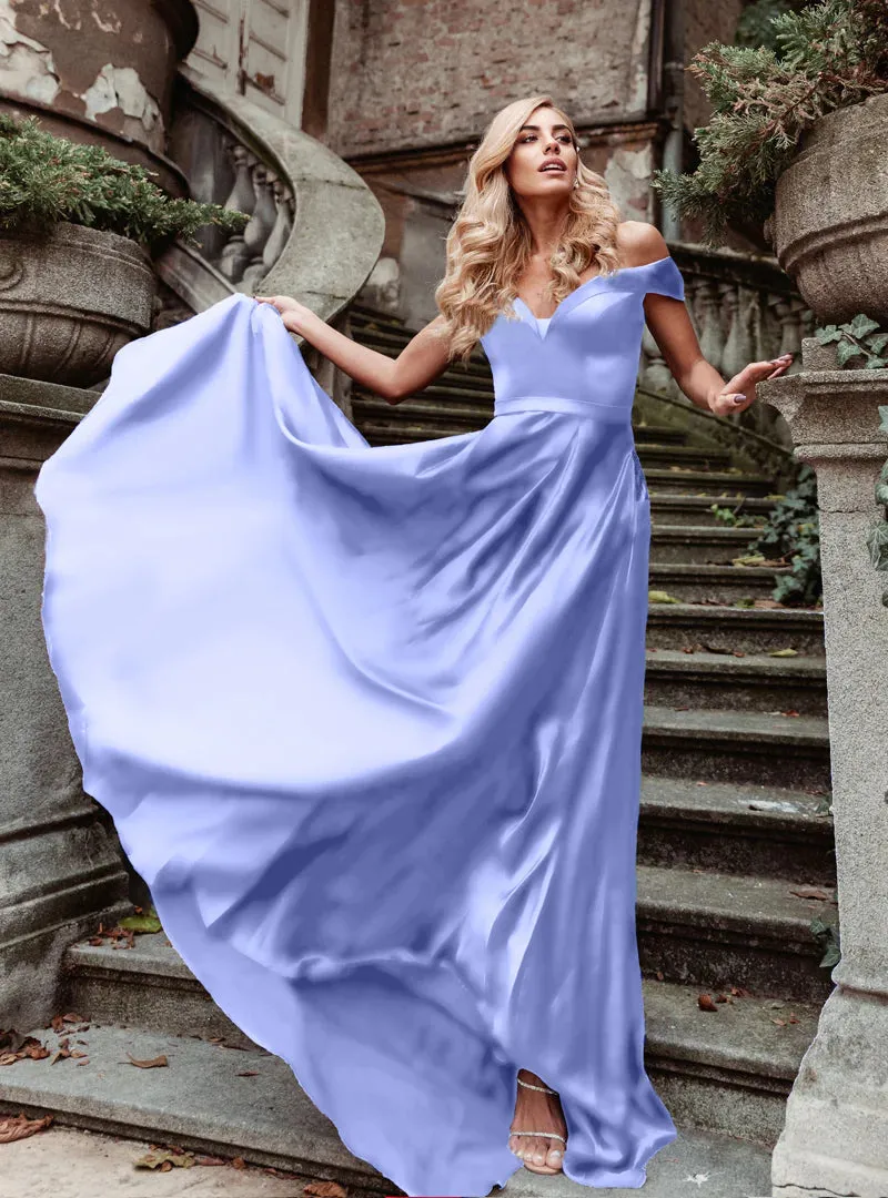 HDD Alexa Sweetheart Of Shoulder A Line Satin Formal Dress (Made-to-Order)