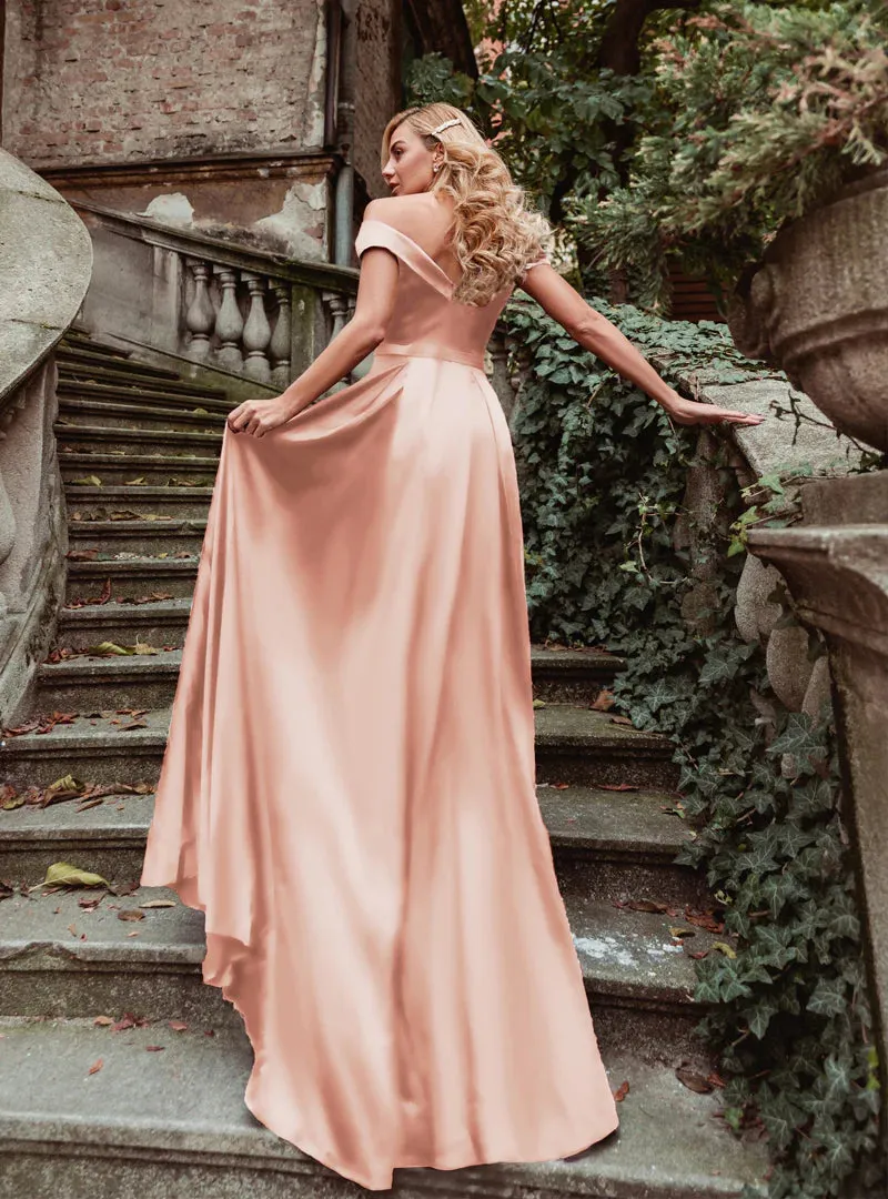 HDD Alexa Sweetheart Of Shoulder A Line Satin Formal Dress (Made-to-Order)