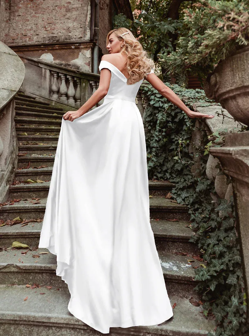 HDD Alexa Sweetheart Of Shoulder A Line Satin Formal Dress (Made-to-Order)