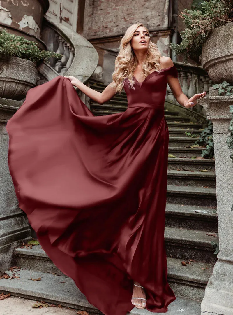 HDD Alexa Sweetheart Of Shoulder A Line Satin Formal Dress (Made-to-Order)