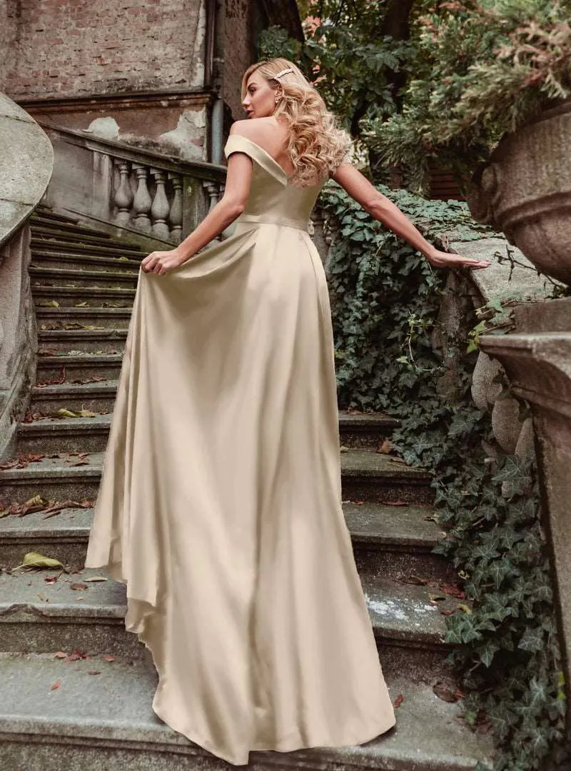 HDD Alexa Sweetheart Of Shoulder A Line Satin Formal Dress (Made-to-Order)
