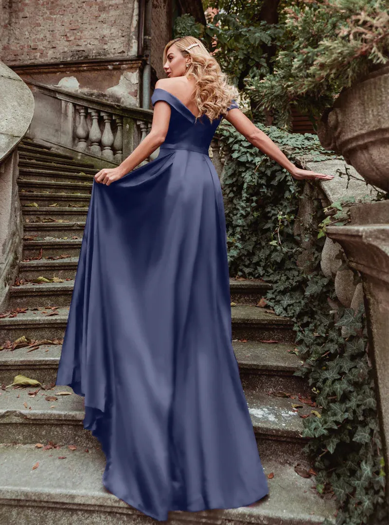 HDD Alexa Sweetheart Of Shoulder A Line Satin Formal Dress (Made-to-Order)