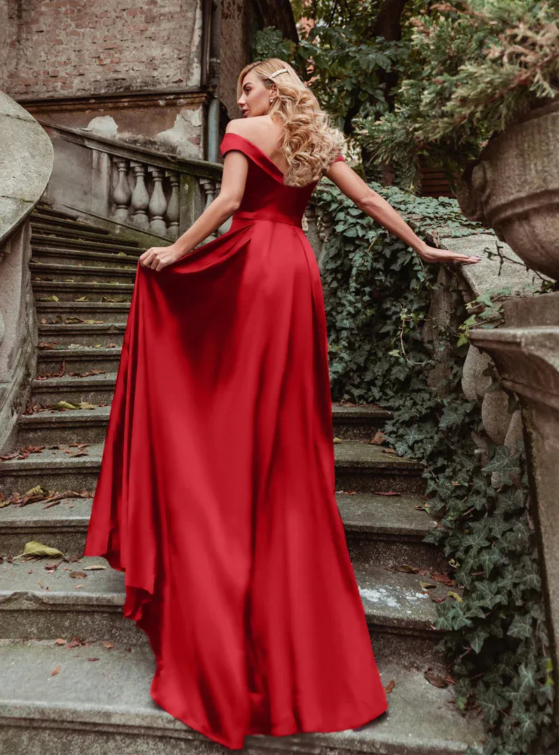 HDD Alexa Sweetheart Of Shoulder A Line Satin Formal Dress (Made-to-Order)