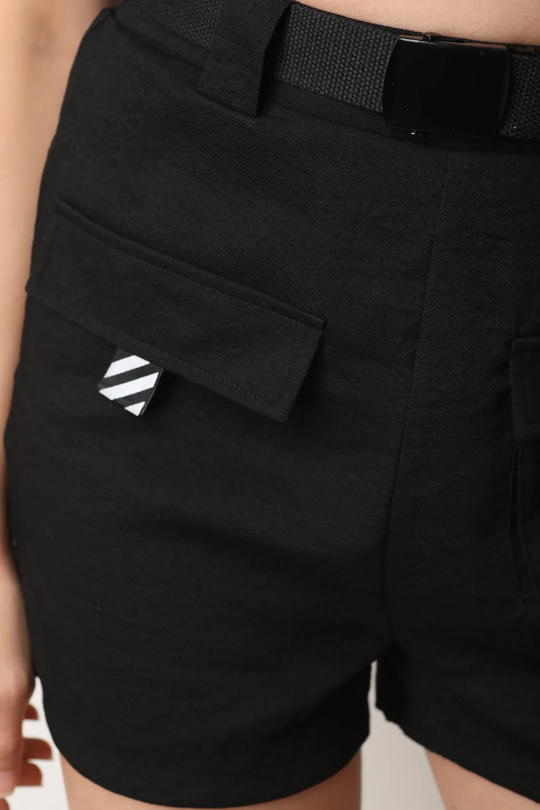 High Rise Belted Cargo Shorts