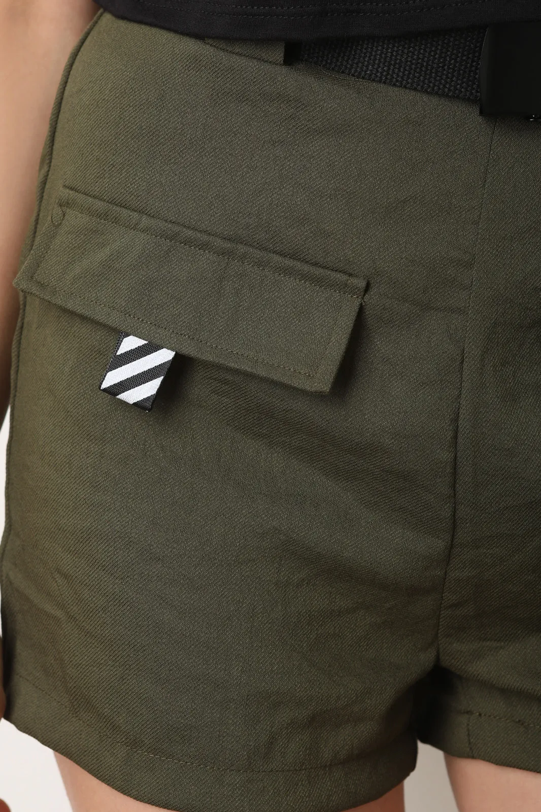 High Rise Belted Cargo Shorts