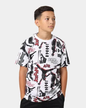 Jordan Kids' Throw Back All Over Print T-Shirt White/Black