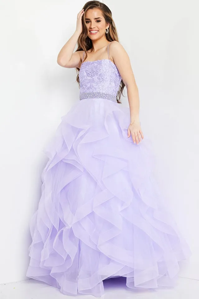 Jovani Kids K23519 Long Organza Floral Spaghetti Strap Girls Formal Dress