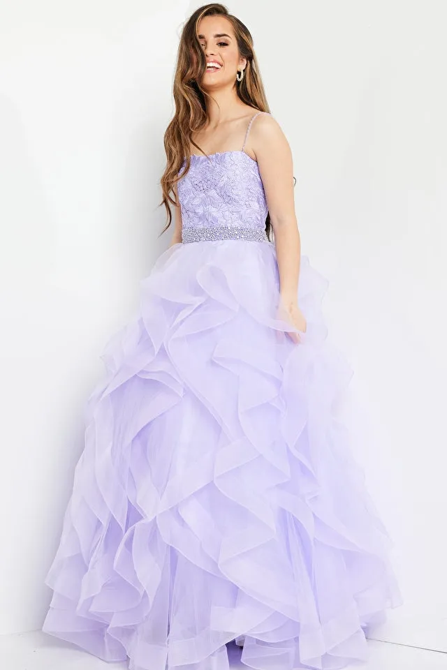 Jovani Kids K23519 Long Organza Floral Spaghetti Strap Girls Formal Dress