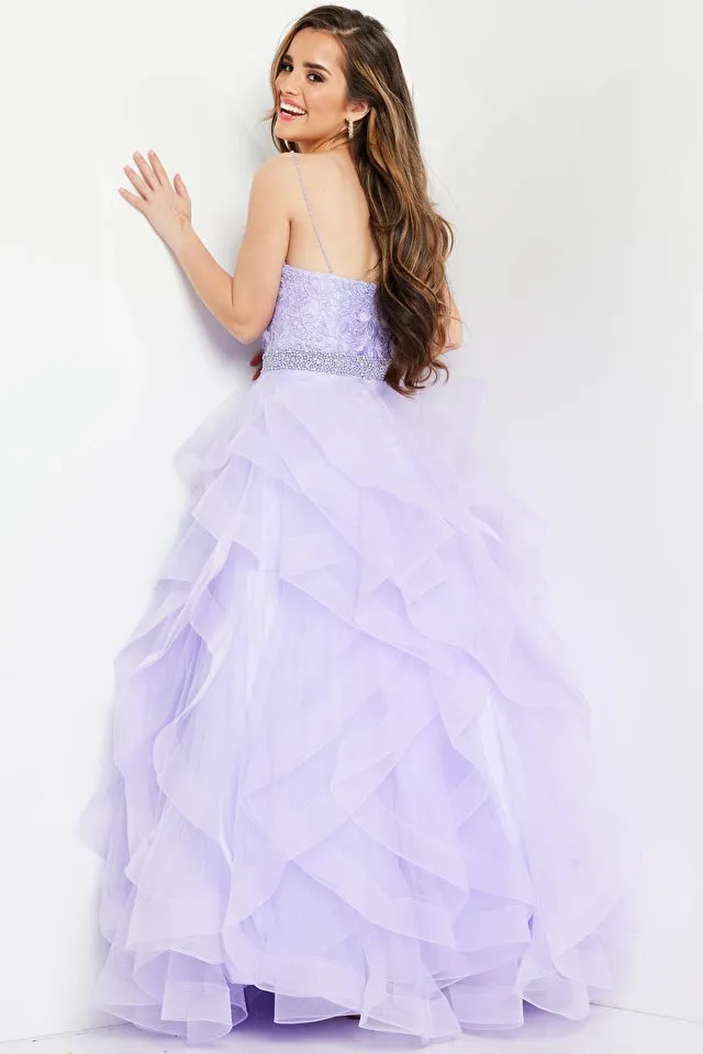 Jovani Kids K23519 Long Organza Floral Spaghetti Strap Girls Formal Dress