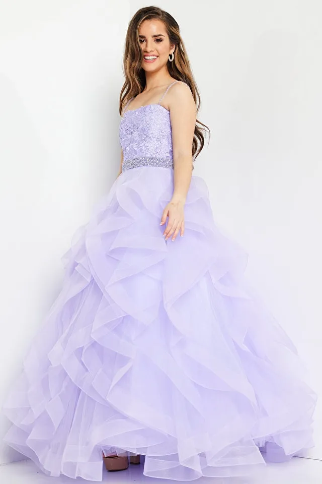 Jovani Kids K23519 Long Organza Floral Spaghetti Strap Girls Formal Dress