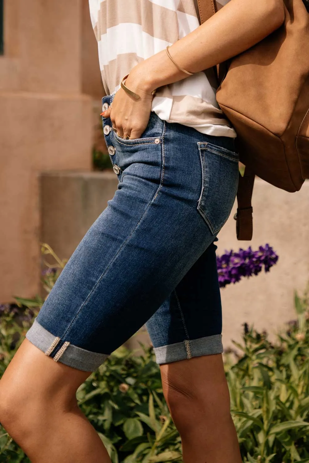 KanCan Button Fly Bermudas