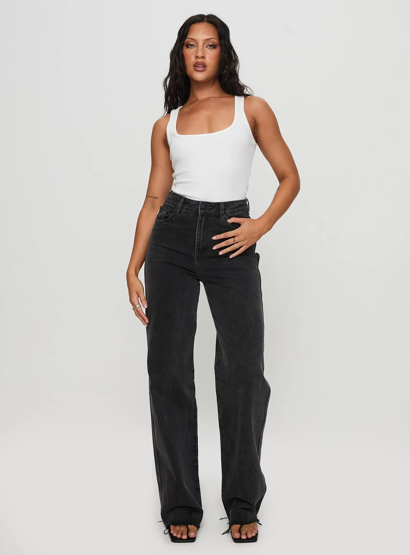 Karlina High Rise Straight Leg Jean Charcoal