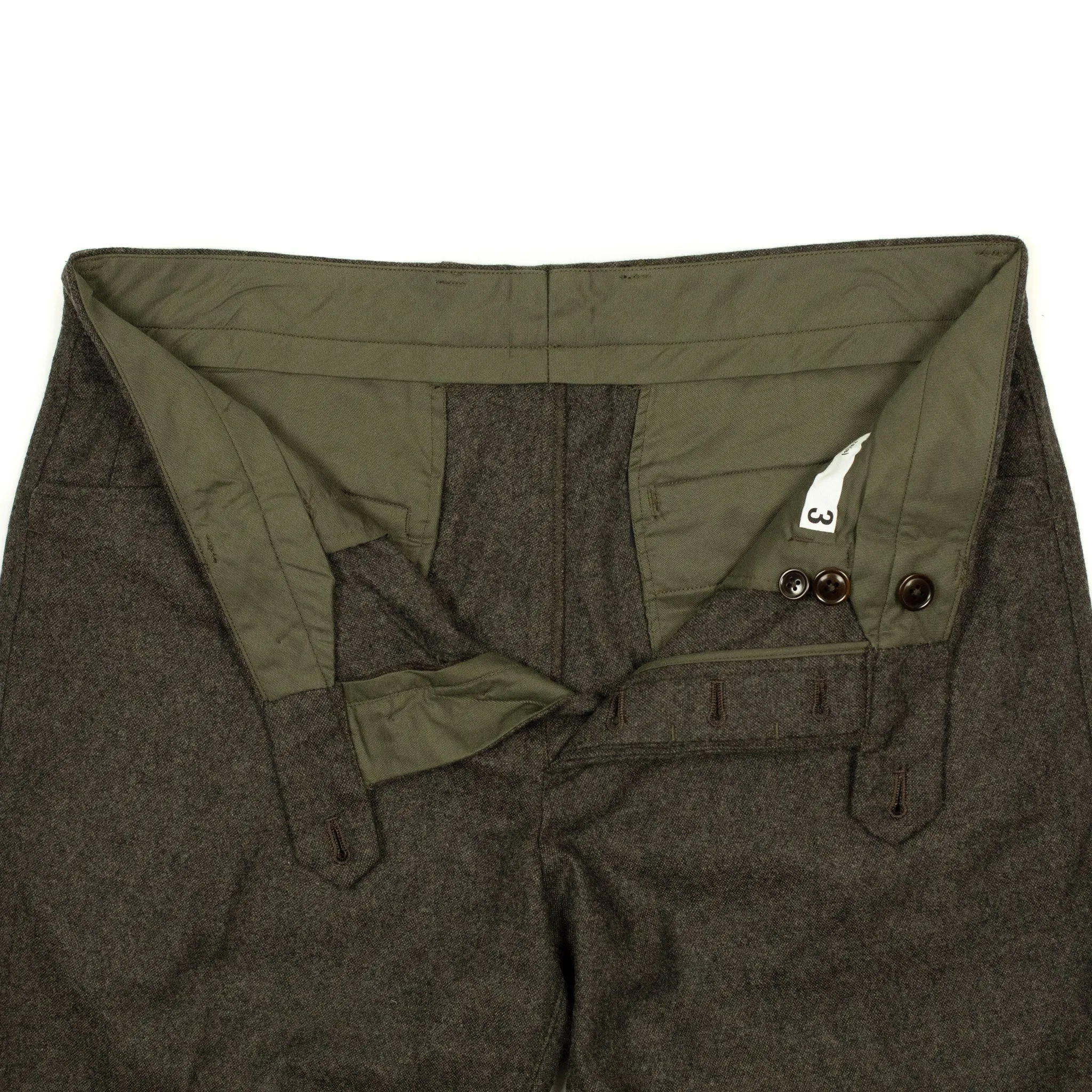 L-pocket pants in brown washable wool mix