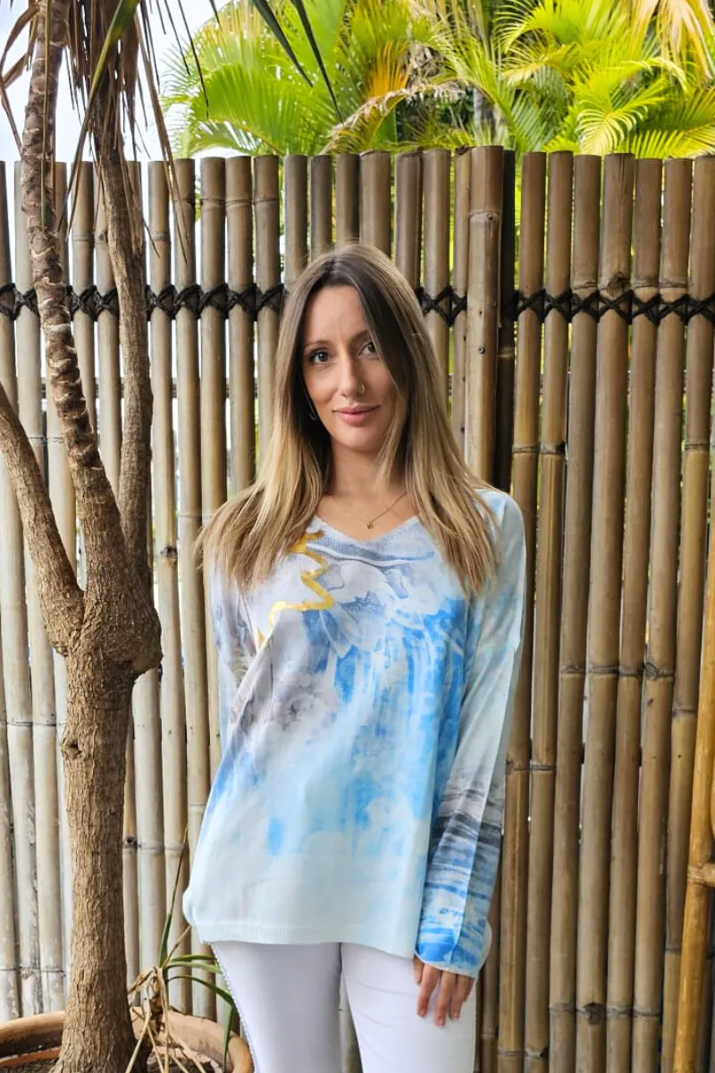 La Strada Poly Knitted Blue Top