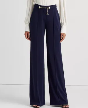 Lauren Ralph Lauren Pleated Jersey Belted Wide-Leg Pants