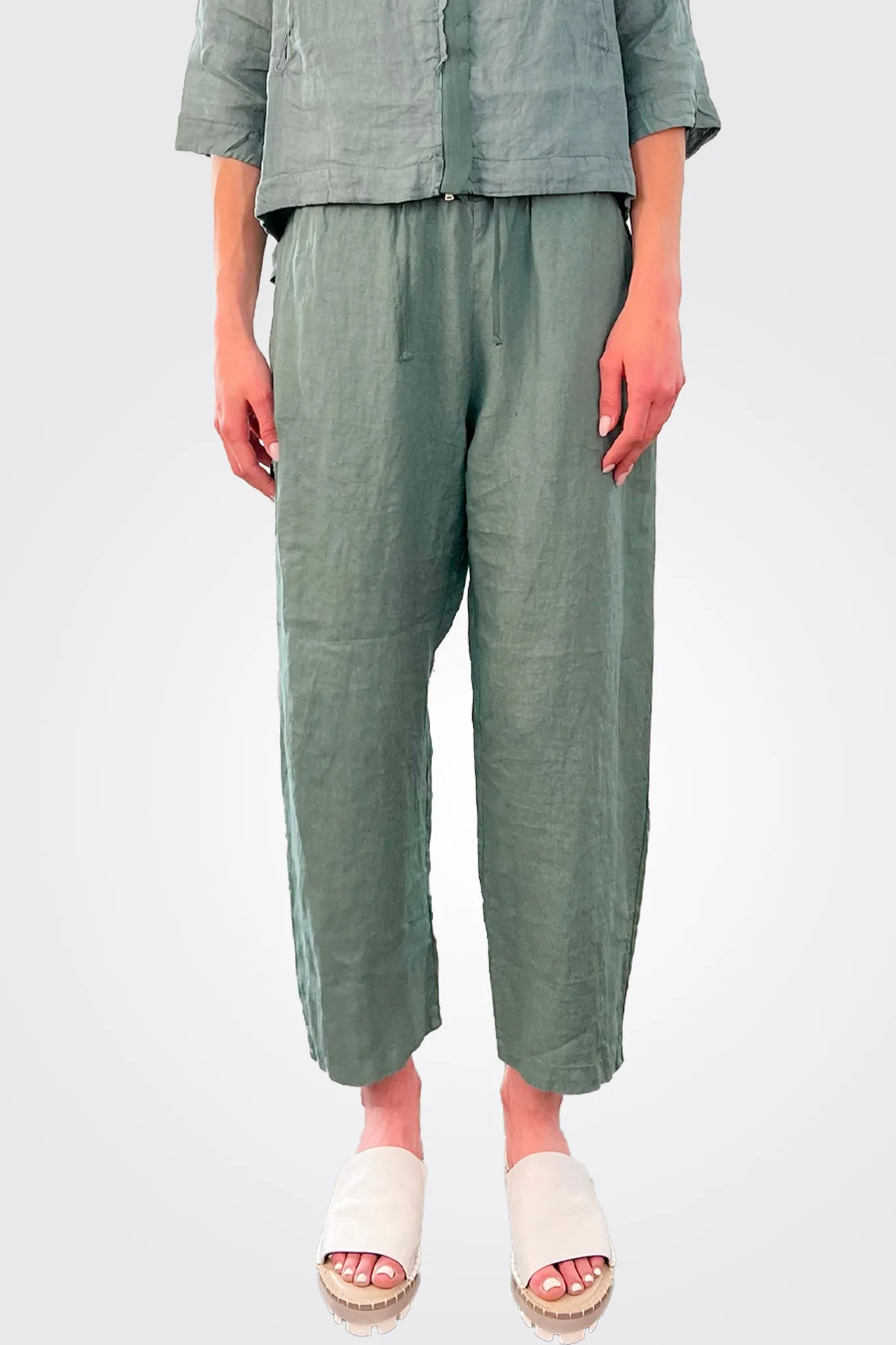 Linen Elastic Waist Trousers - Octanium