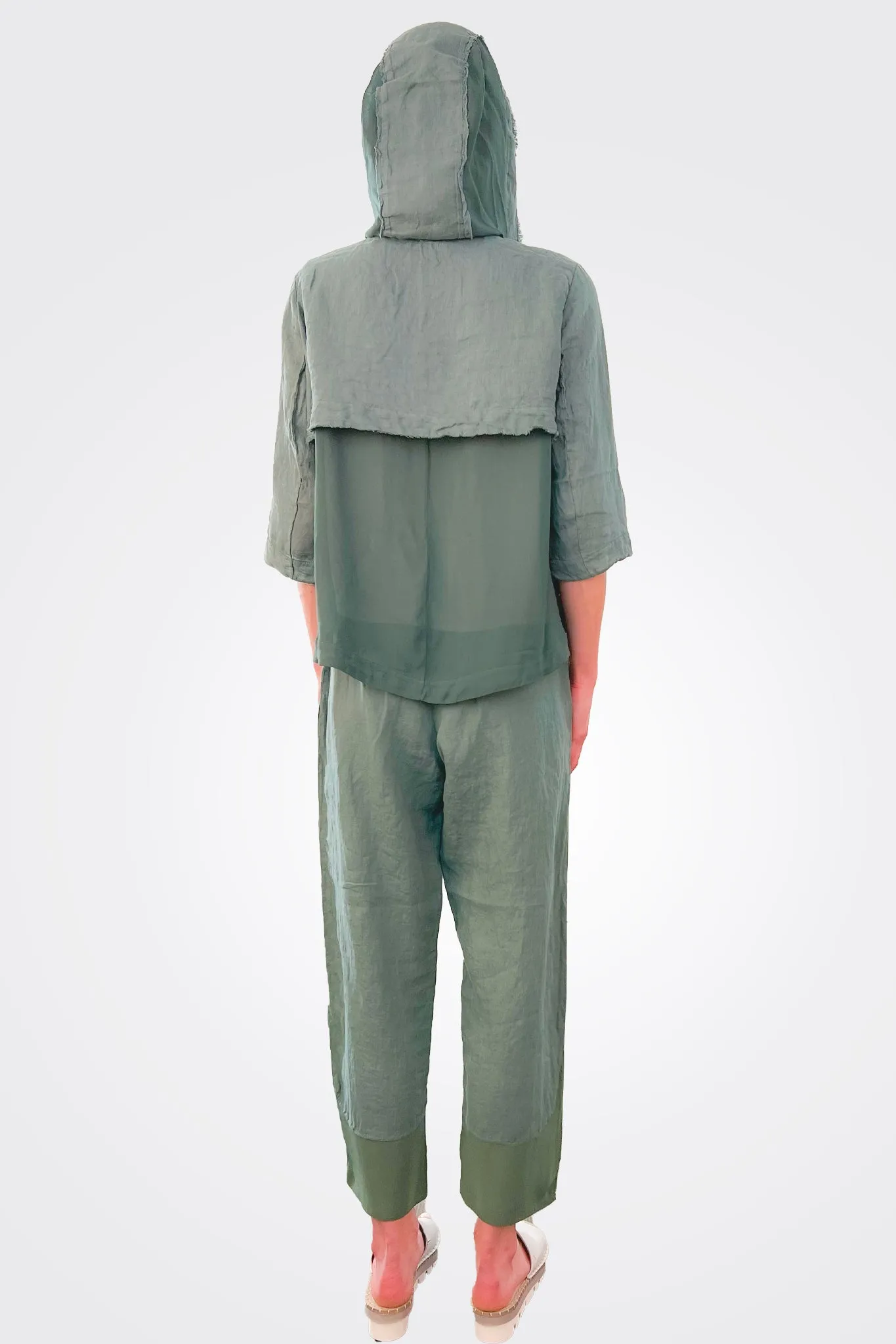 Linen Elastic Waist Trousers - Octanium