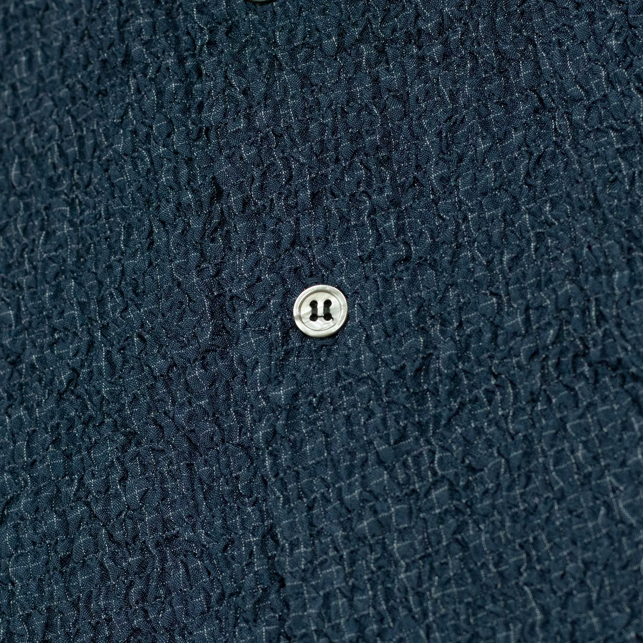 Long sleeve shirt in shirred indigo-dyed cupro