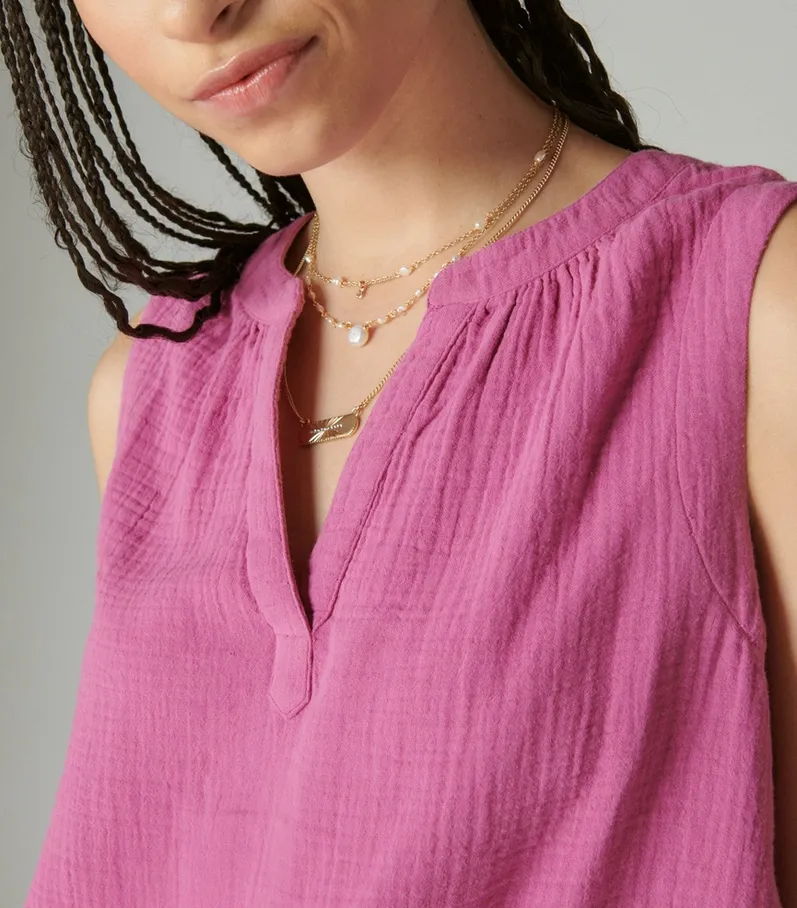 Lucky Brand Cotton Sleeveless Popover Shirt