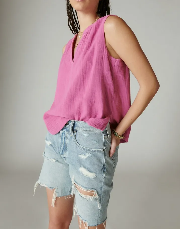 Lucky Brand Cotton Sleeveless Popover Shirt