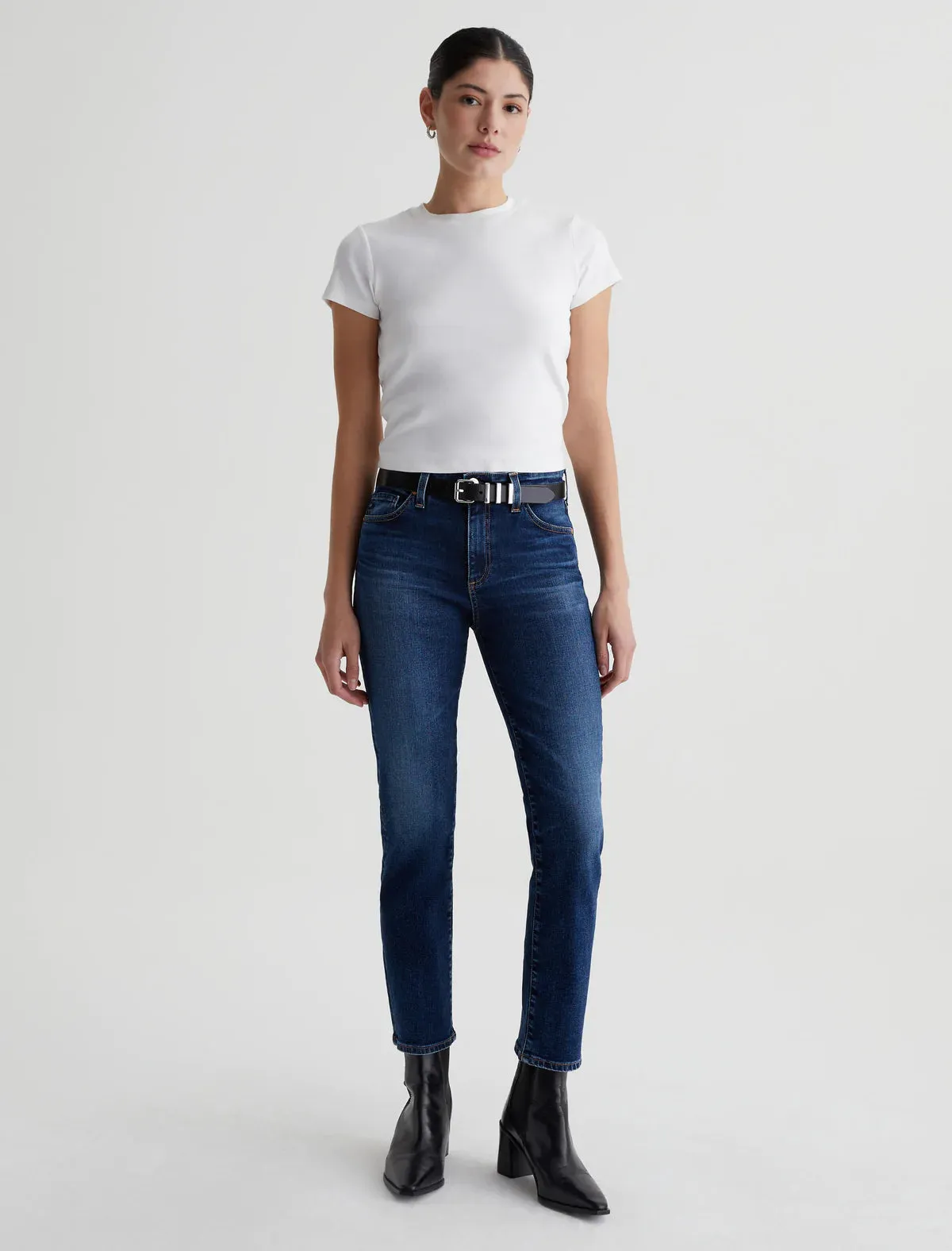 Mari Crop High Rise Slim Straight - Havana