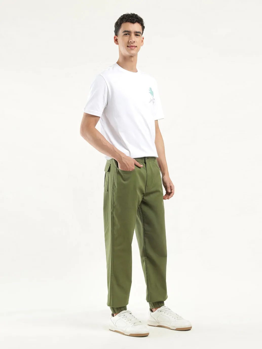 Men's Olive Regular Fit Jogger Trousers
