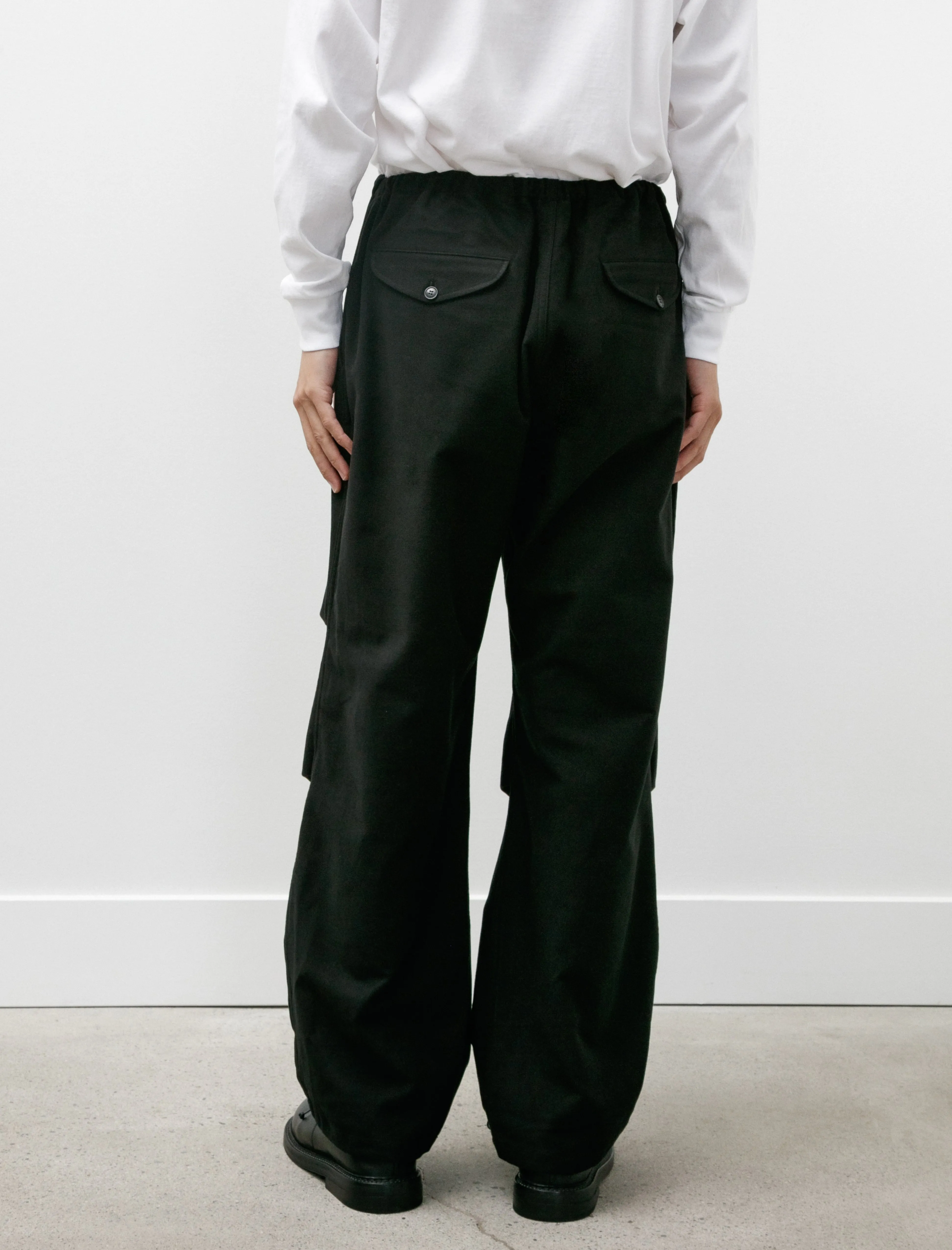 Moleskin Knee-Tucked Pants Black