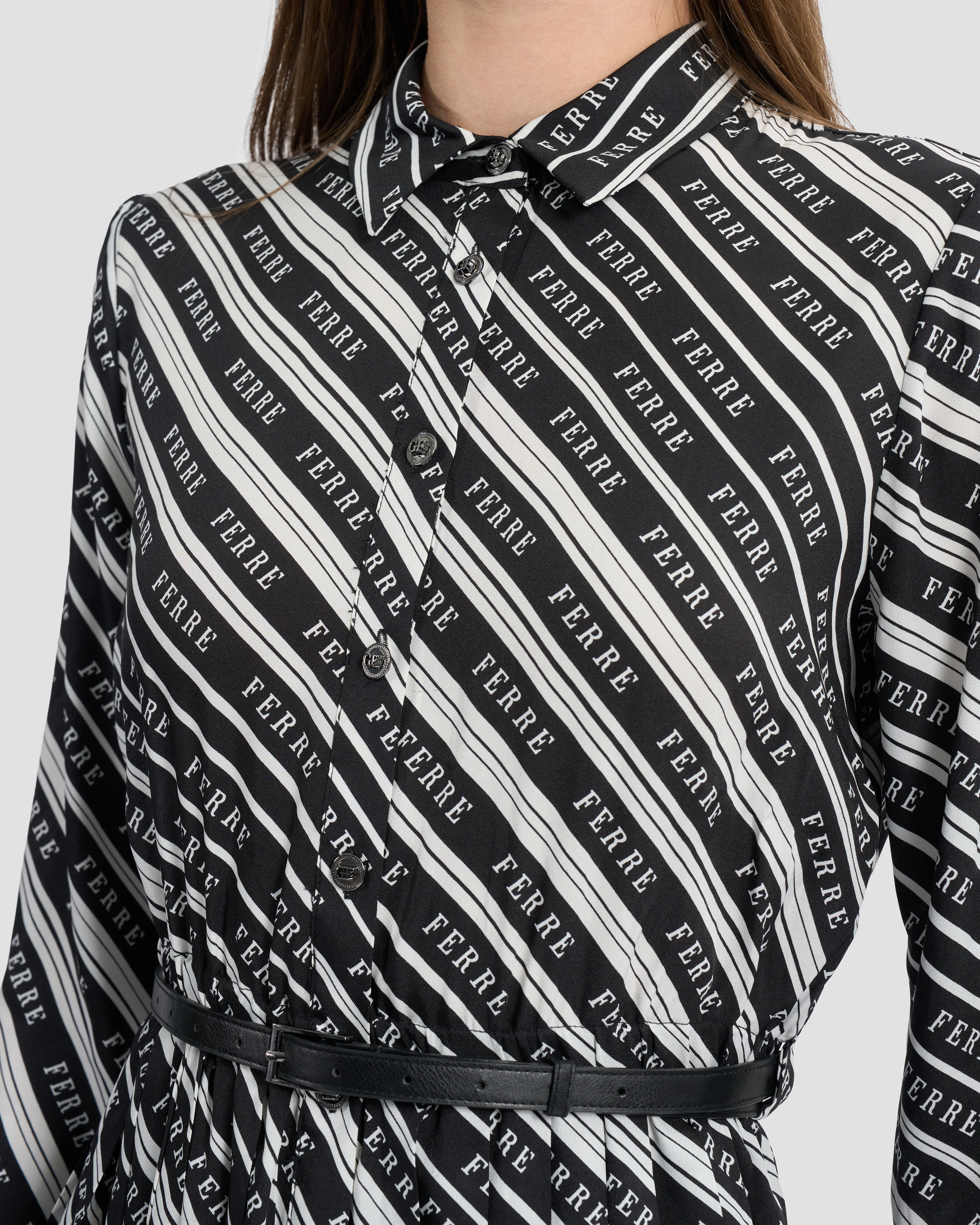 Monochrome Ferré Pleated Dress