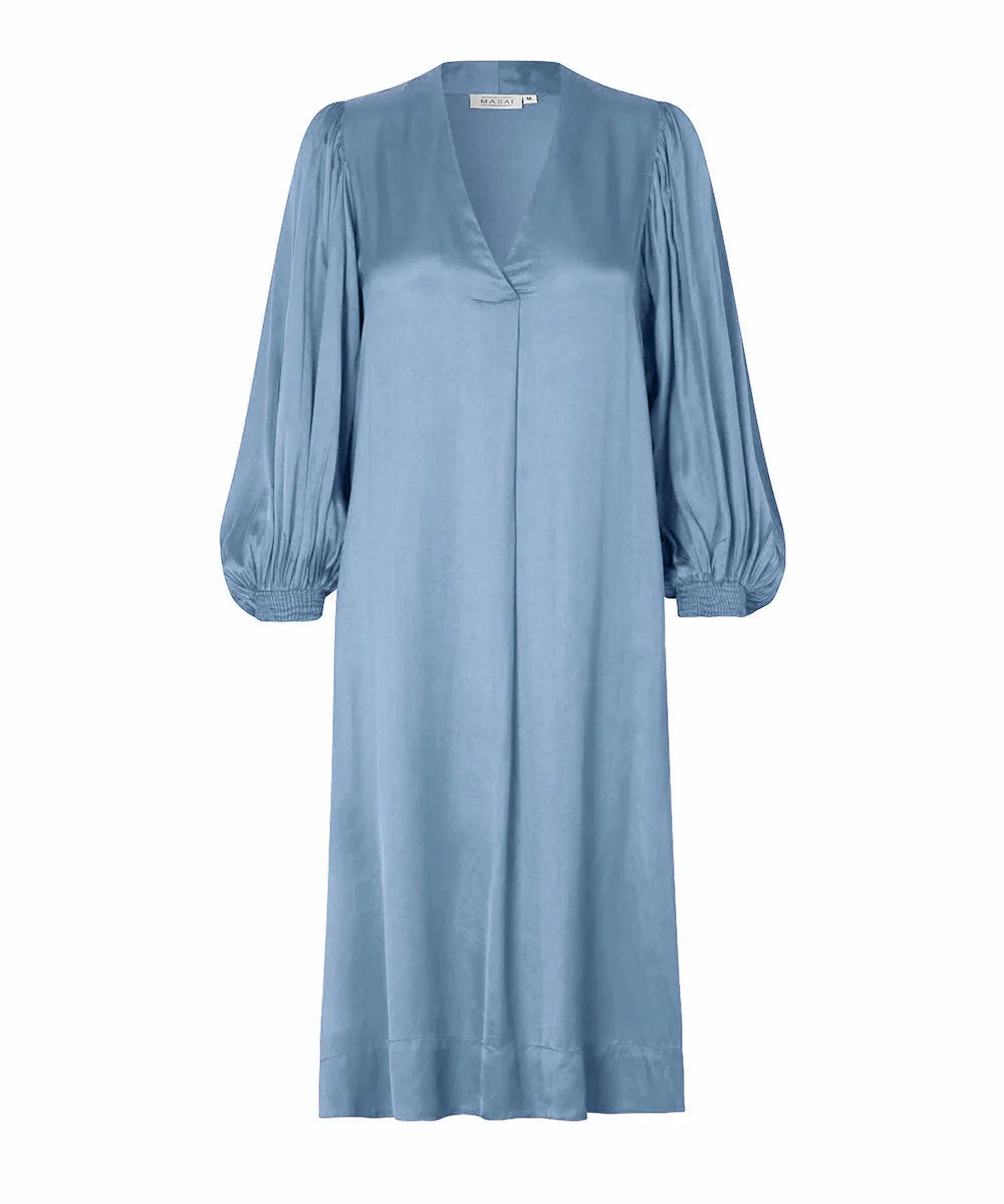 Nalo Smocked Sleeve Midi Dress