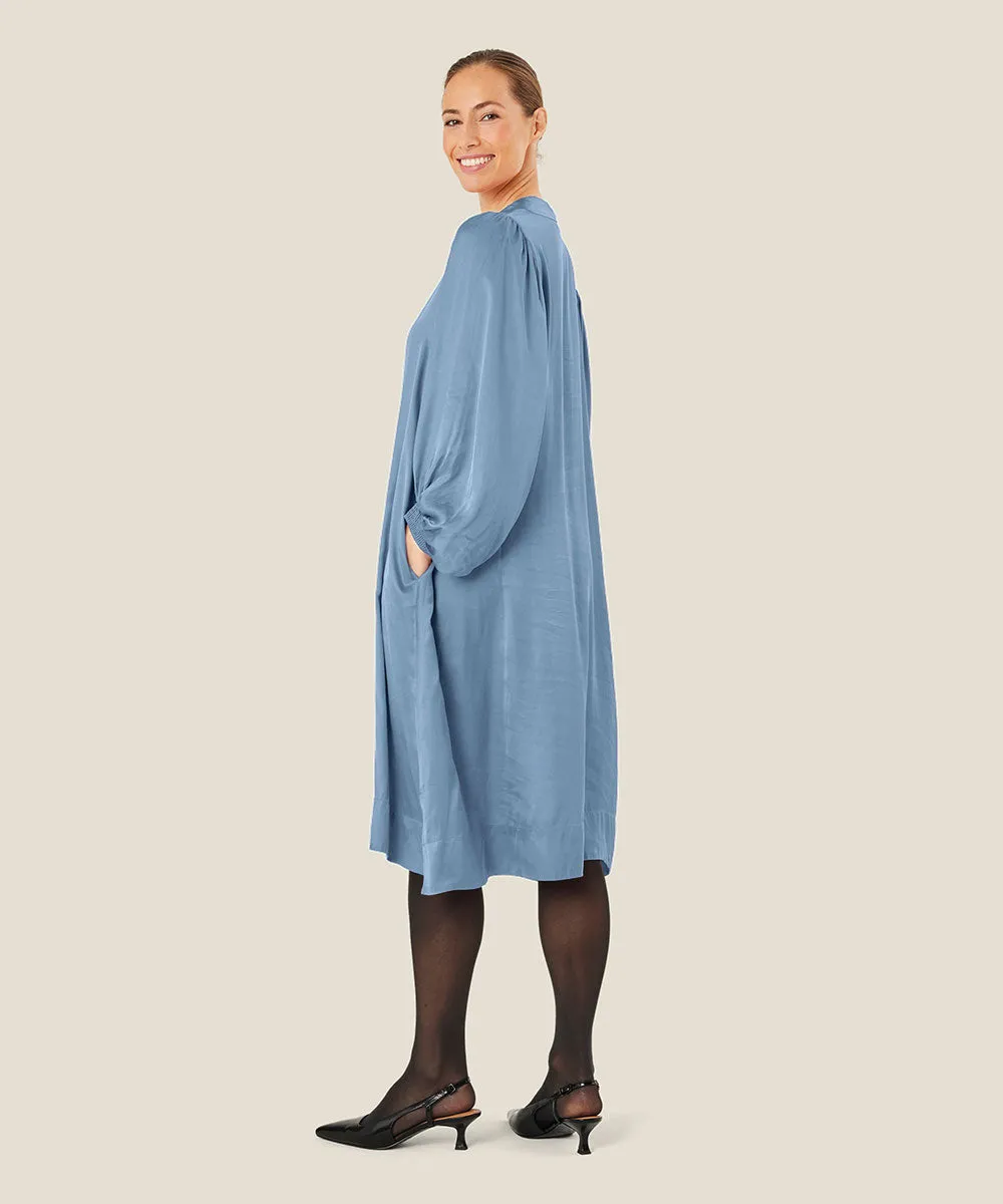 Nalo Smocked Sleeve Midi Dress