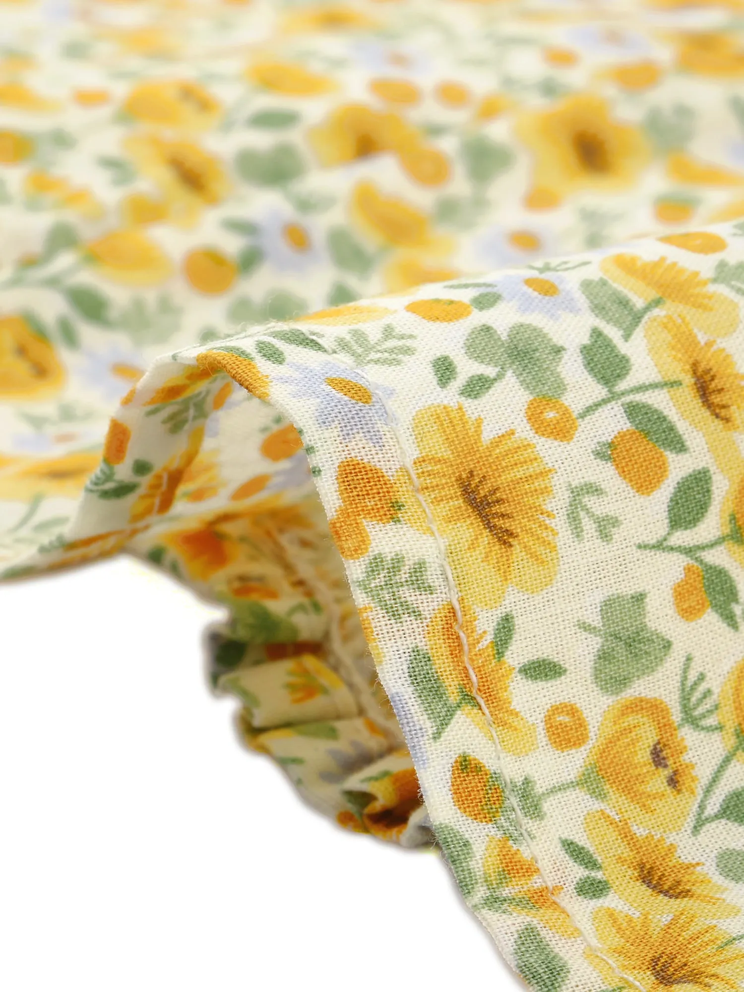 Puff Sleeve Square Neck Peasant Floral Blouse Top