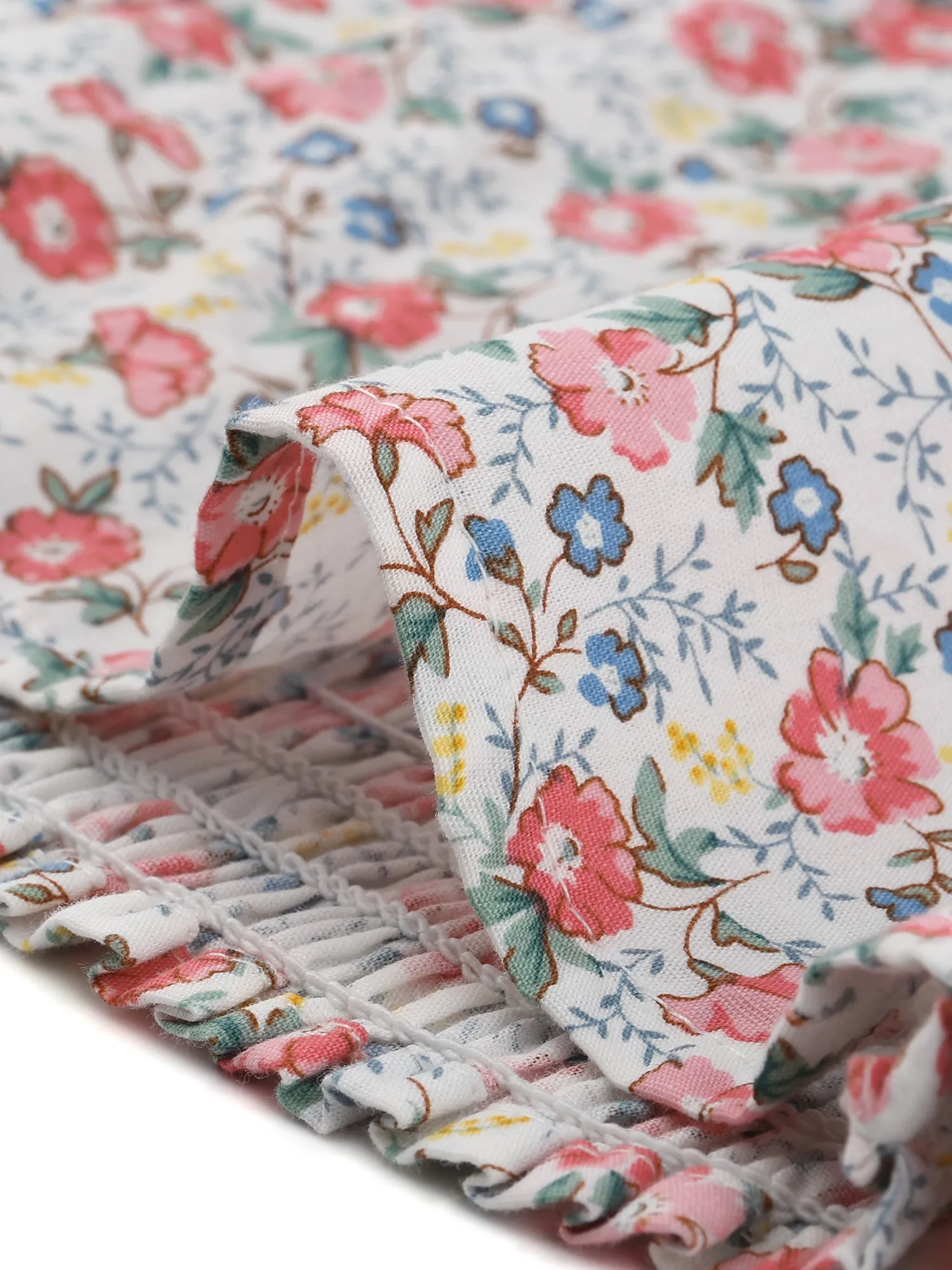 Puff Sleeve Square Neck Peasant Floral Blouse Top