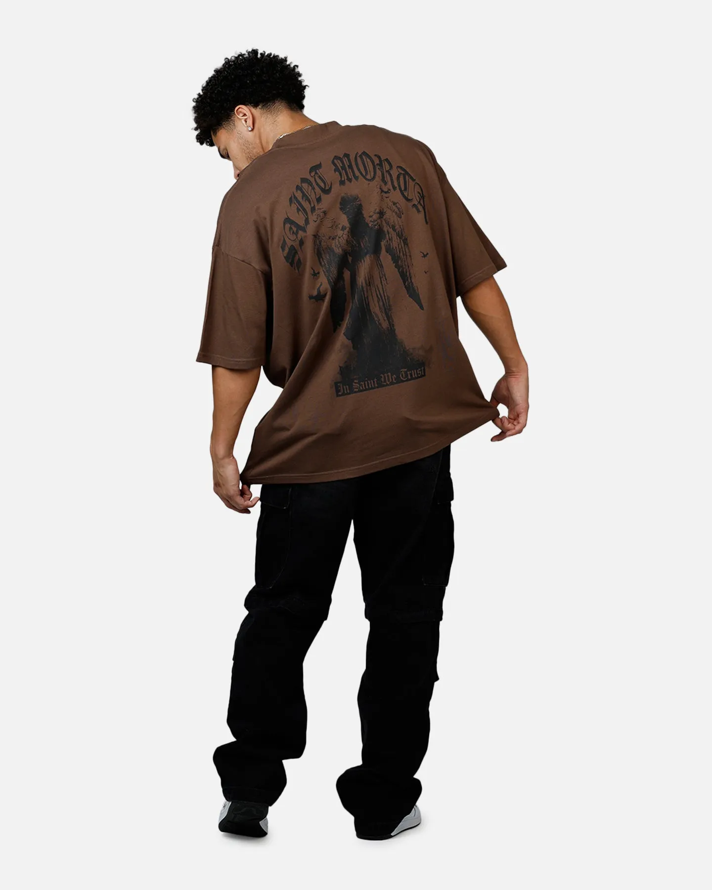 Saint Morta Virtues Mock Neck T-Shirt Brown