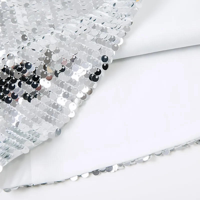 Silver Sequin Mini Dress