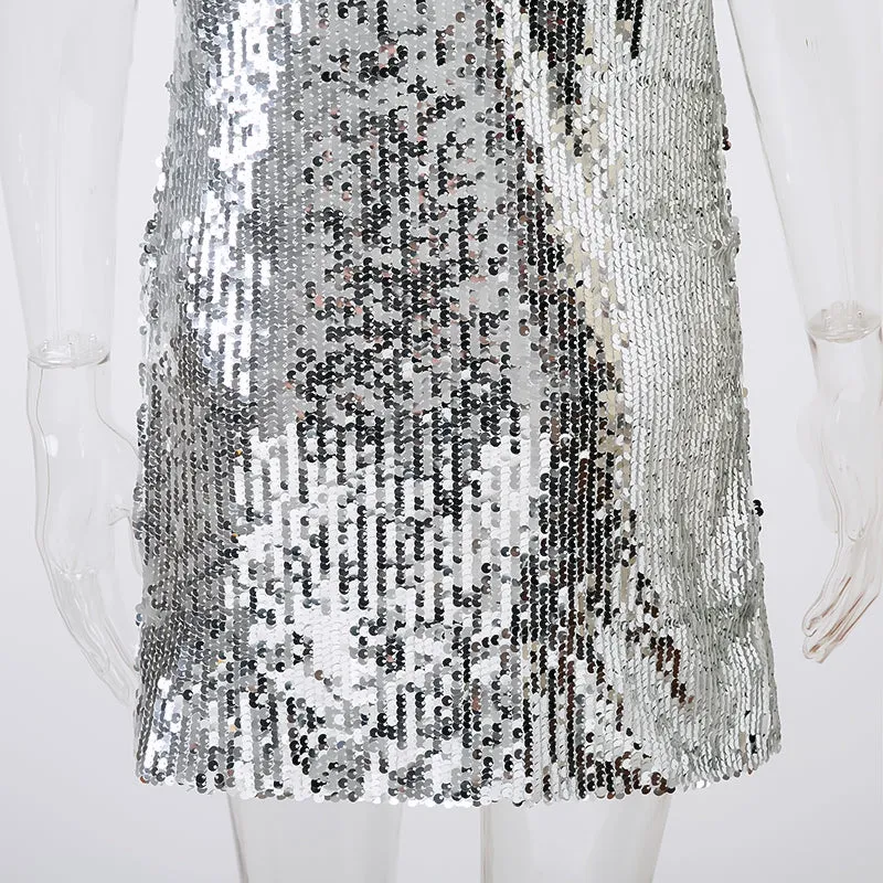 Silver Sequin Mini Dress
