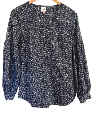 Soft Summer Love Language Print V-Neck Blouse