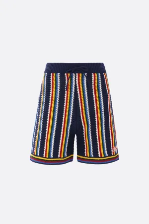 Striped Pattern Crochet Shorts