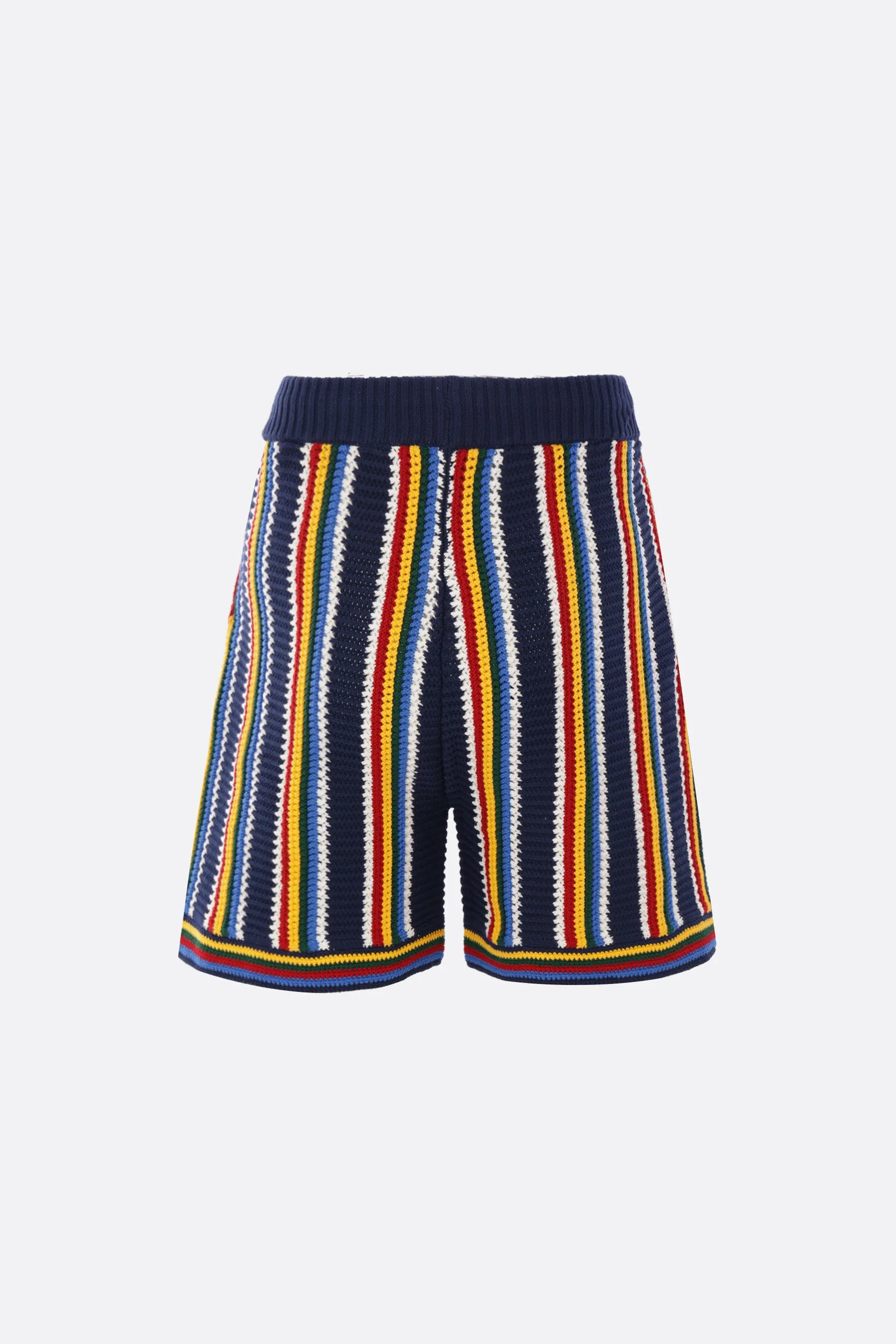 Striped Pattern Crochet Shorts
