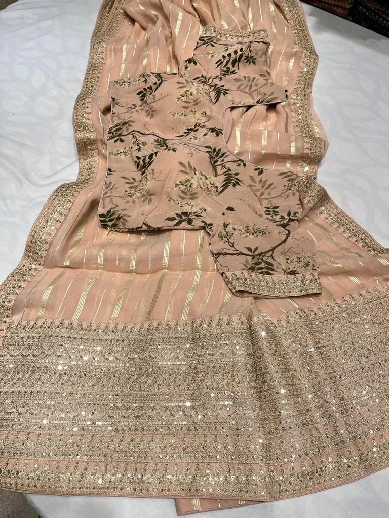 Summer striped trendy saree
