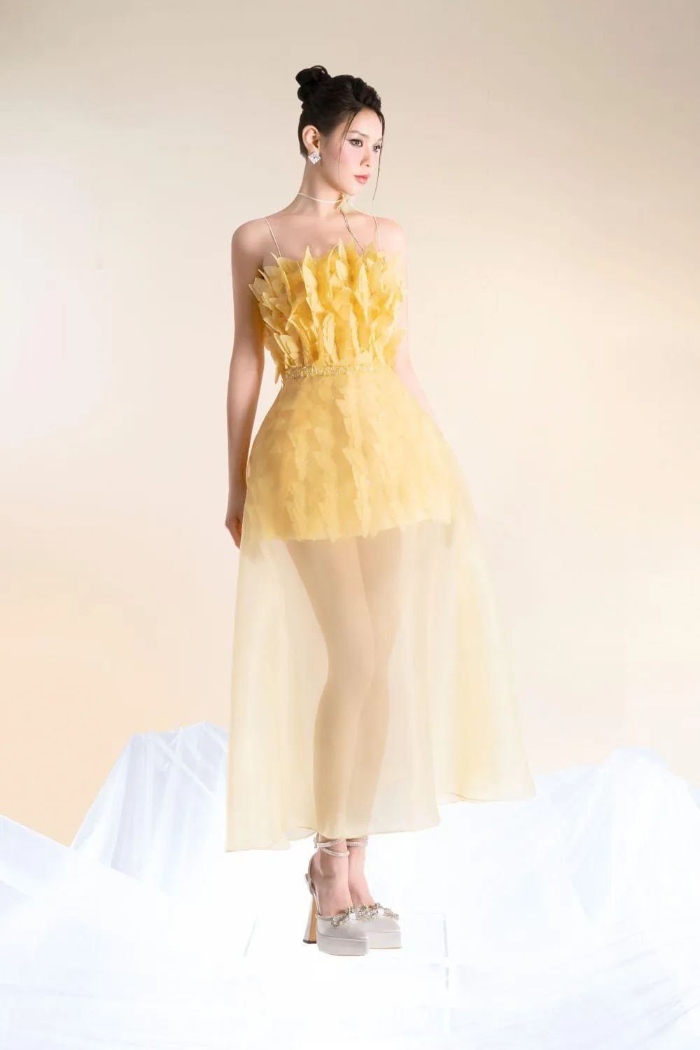 Tinkerbelle A-line Spaghetti Strap Organza Mini Dress