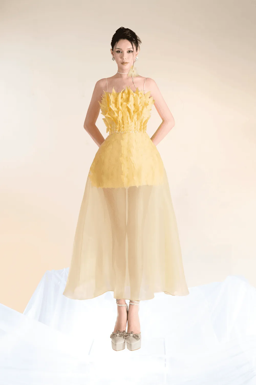 Tinkerbelle A-line Spaghetti Strap Organza Mini Dress