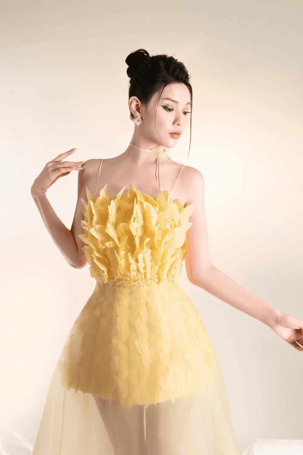 Tinkerbelle A-line Spaghetti Strap Organza Mini Dress