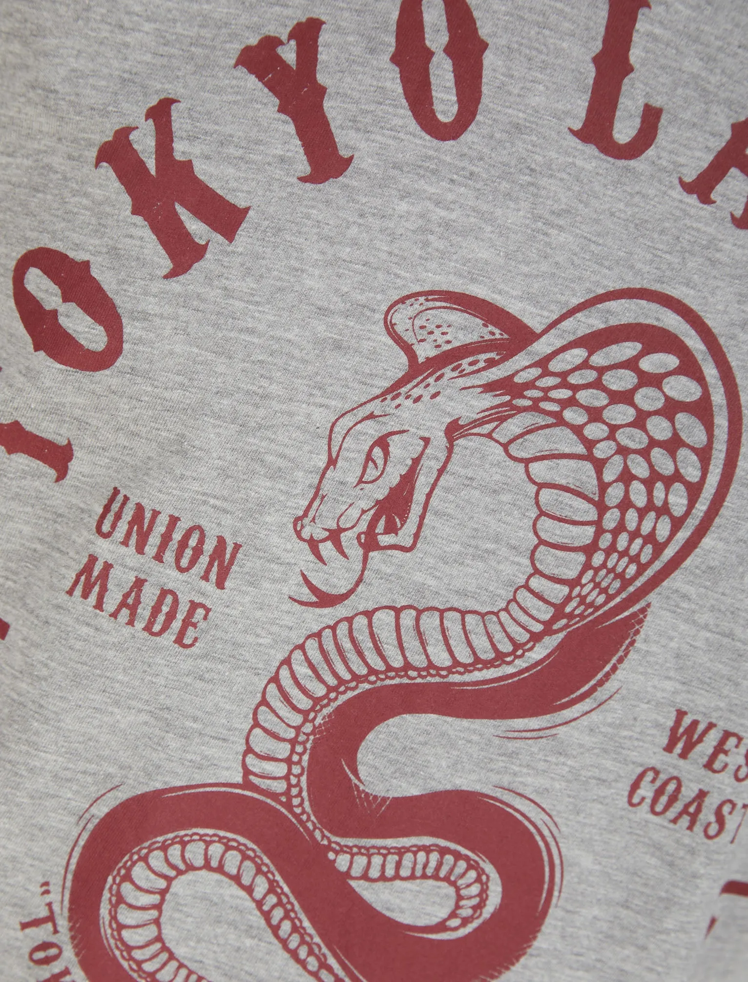 Tokyo Vipers Motif Cotton Jersey T-Shirt in Light Grey Marl - Tokyo Laundry