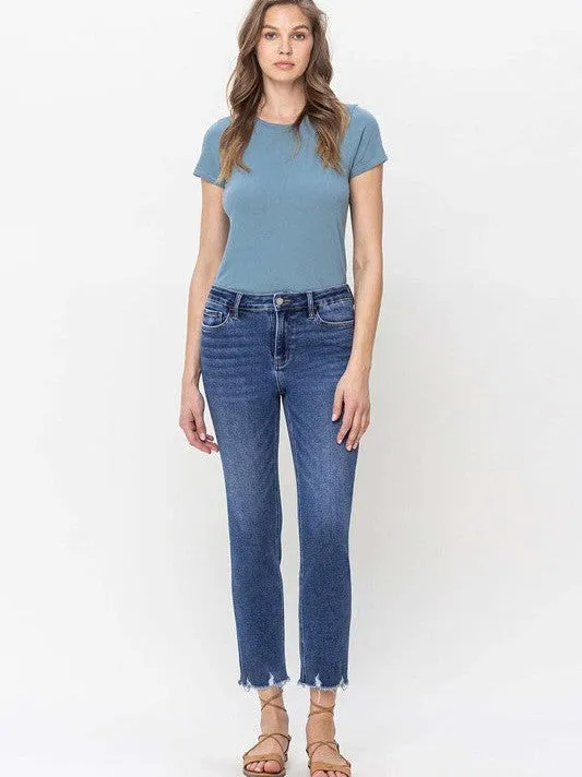 VERVET By Flying Monkey Denim Never Dies High Rise Crop Slim Straight Jeans