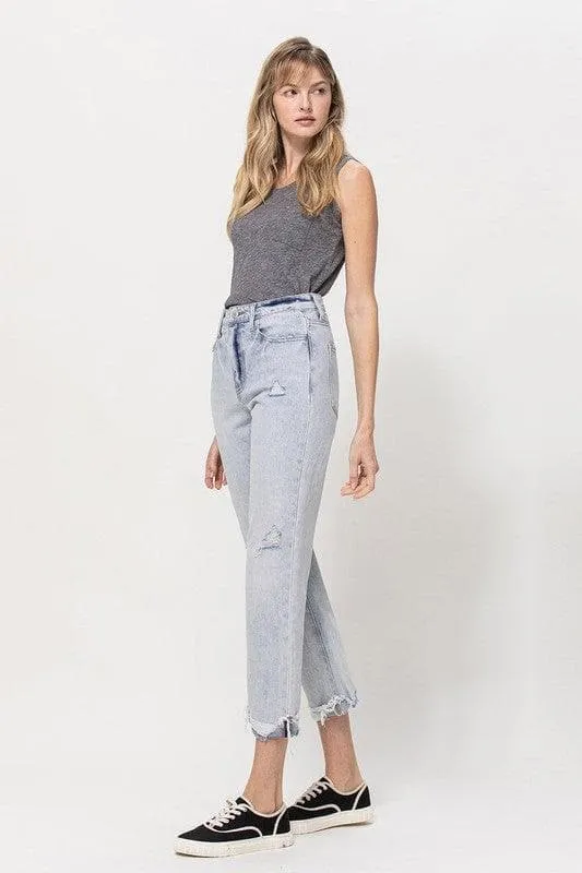 VERVET by Flying Monkey Super High Relaxed Cuffed Straight Jeans