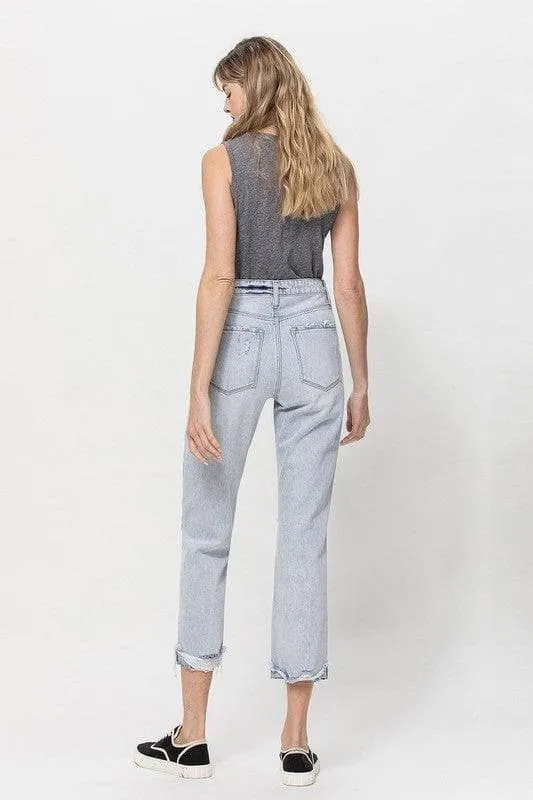 VERVET by Flying Monkey Super High Relaxed Cuffed Straight Jeans